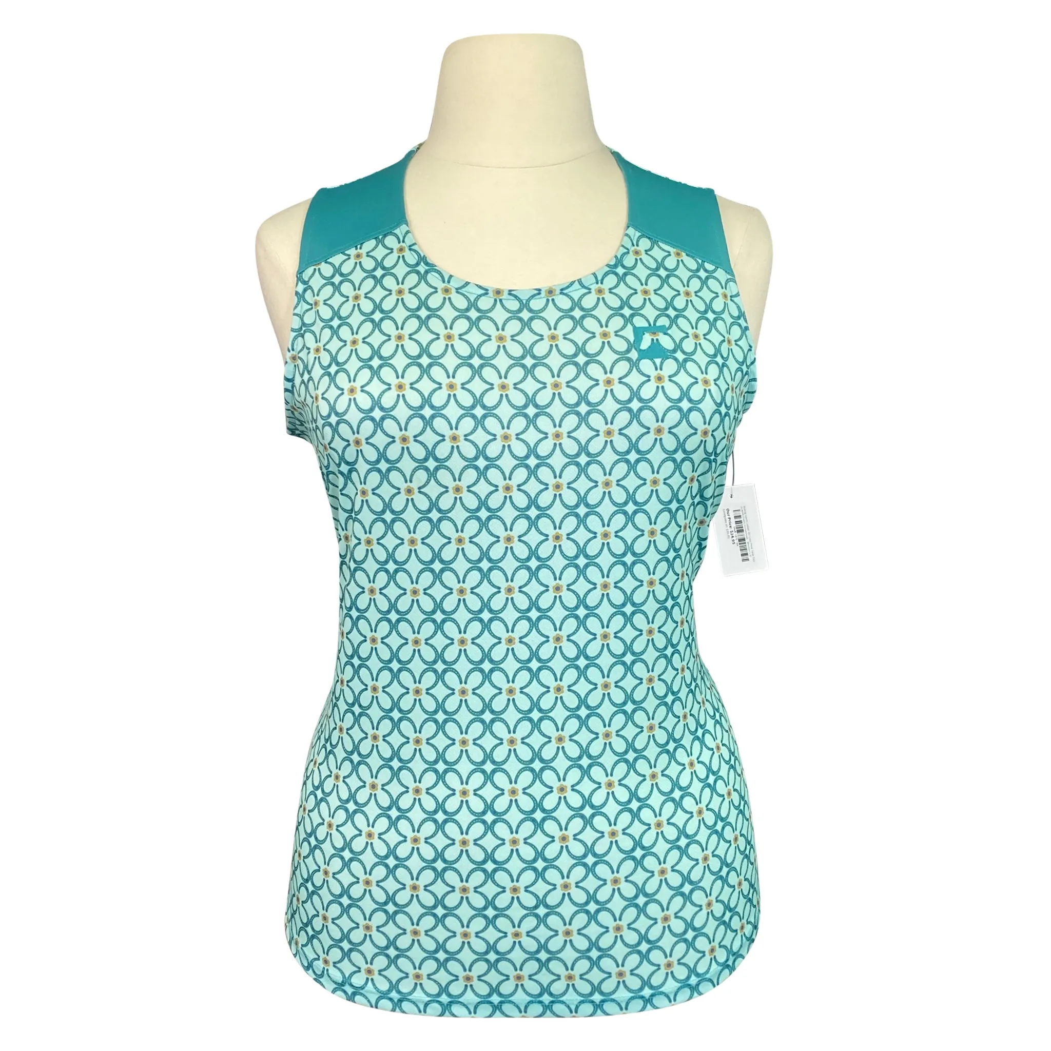 Riding Sport Ladies’ Air Cool Print Tank Top in Mint/Green Horseshoes - Women's XL