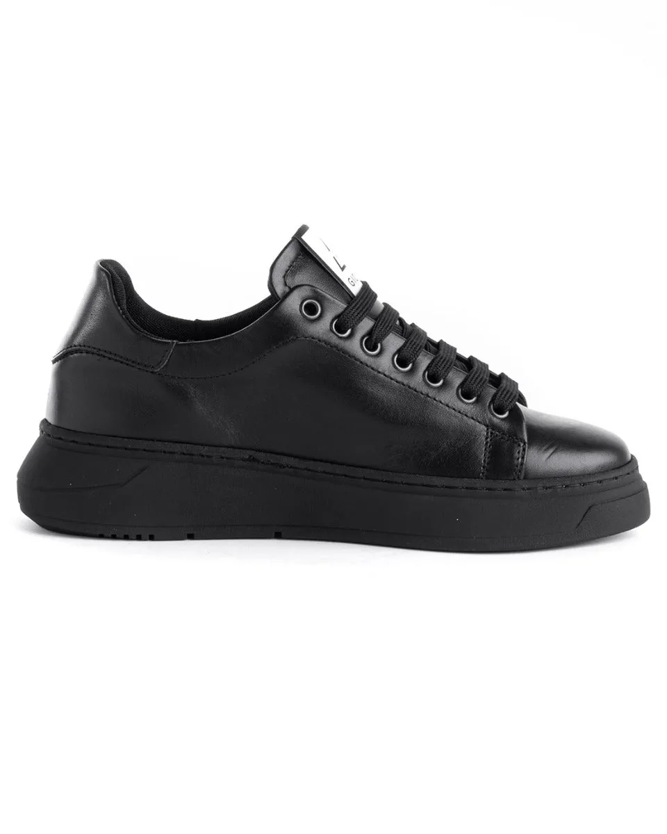 Scarpe Uomo Sneakers Ecopelle Nere Basic Casual Eleganti Sportive GIOSAL-S1187A