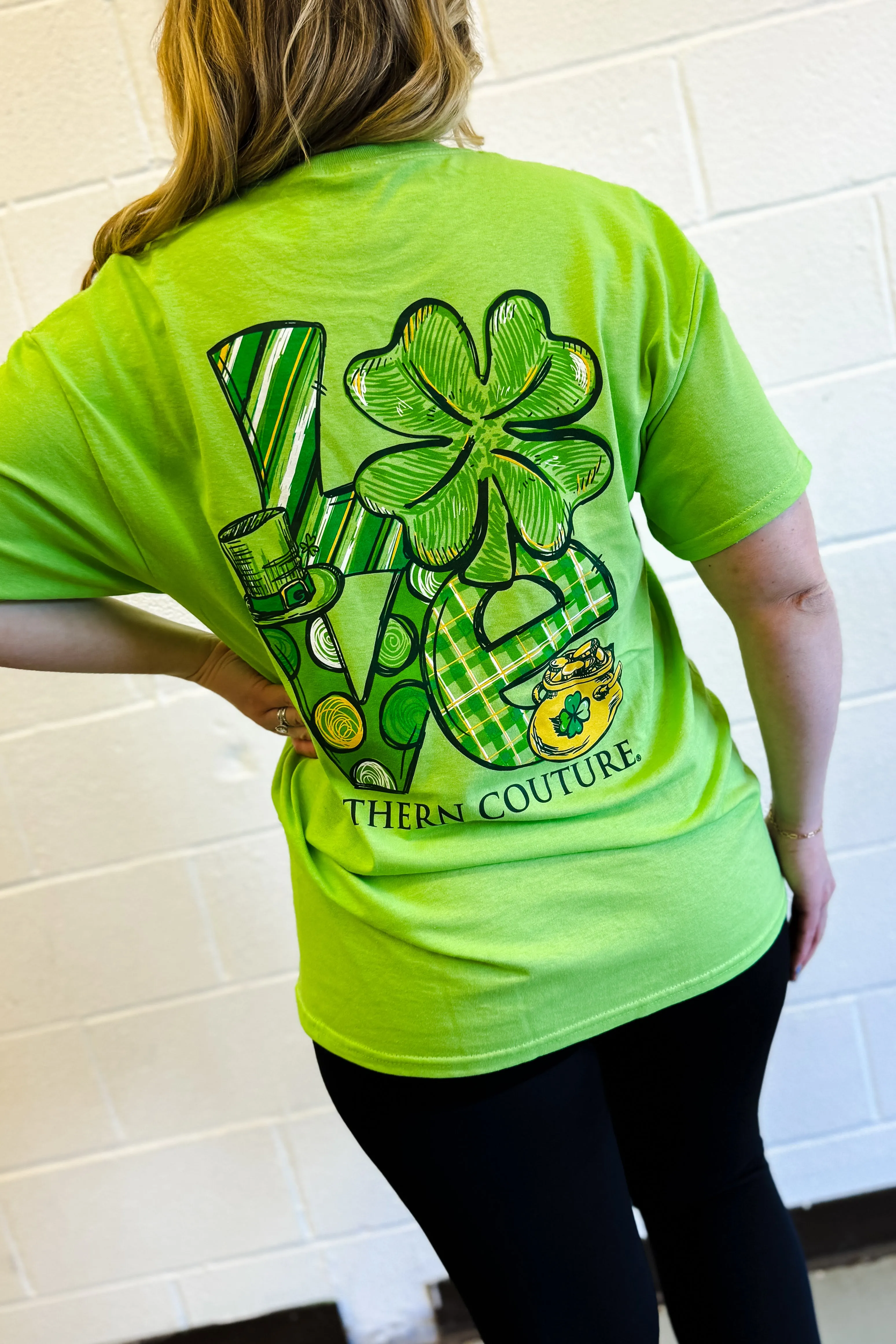 Shamrock Love Graphic Tee, Lime