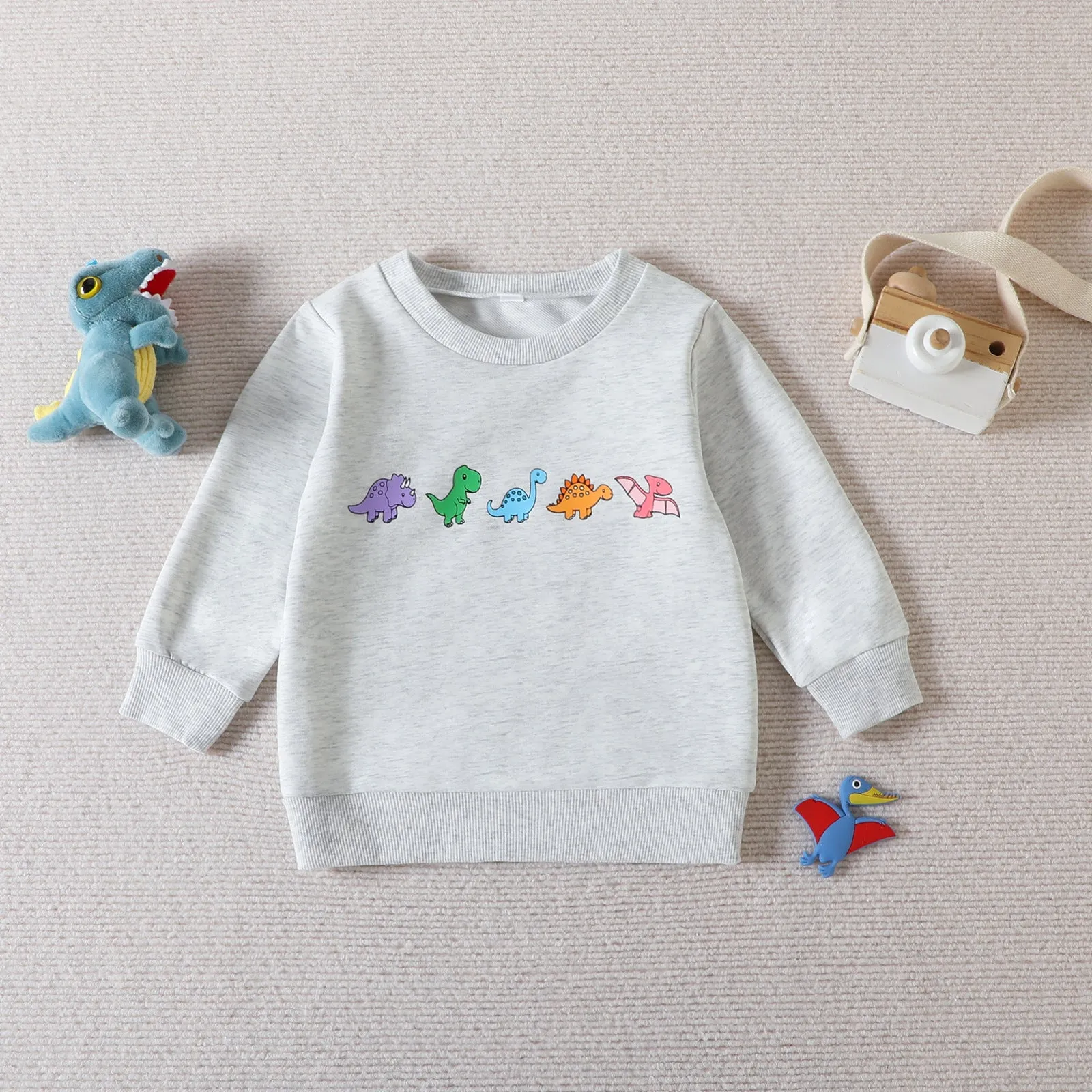 Spring and Autumn Children's Sweater Boy's Cartoon Dinosaur Printed Sweater