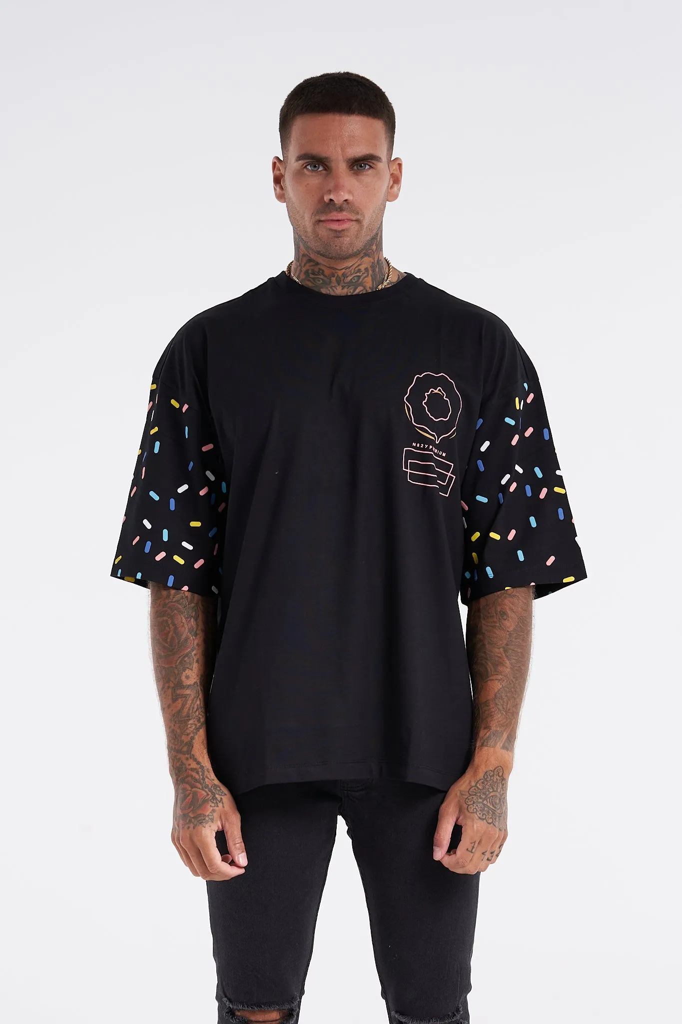 Sprinkle Donut Oversized Tee Black