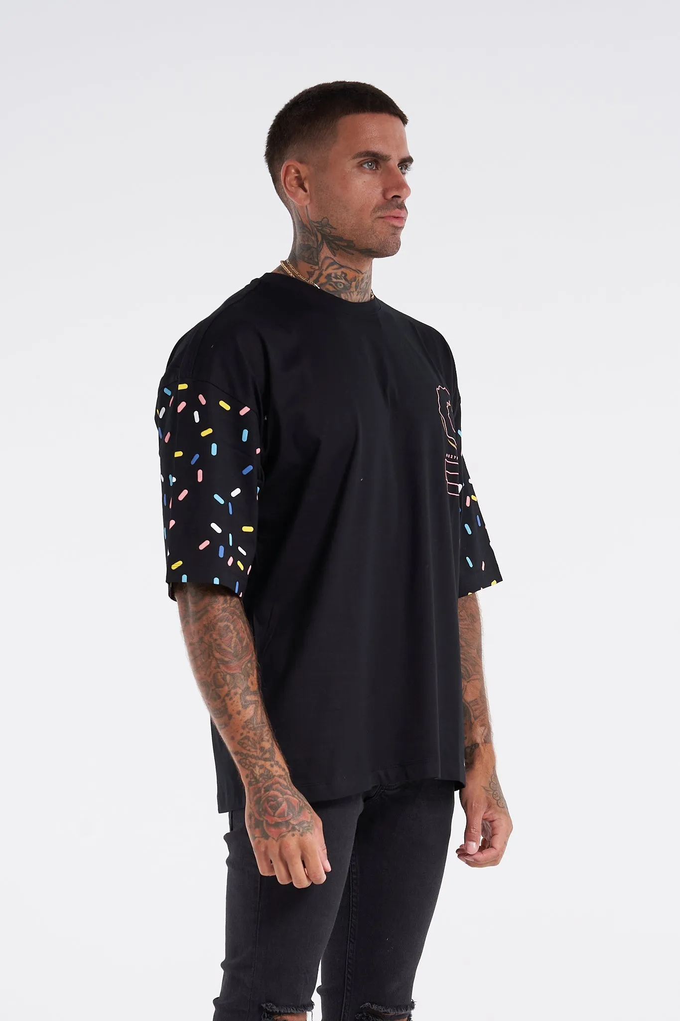 Sprinkle Donut Oversized Tee Black