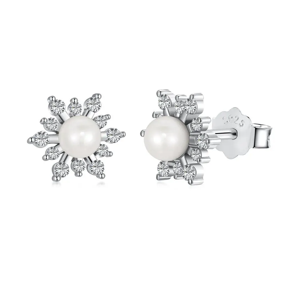 Sunflower Pearl Stud Earrings