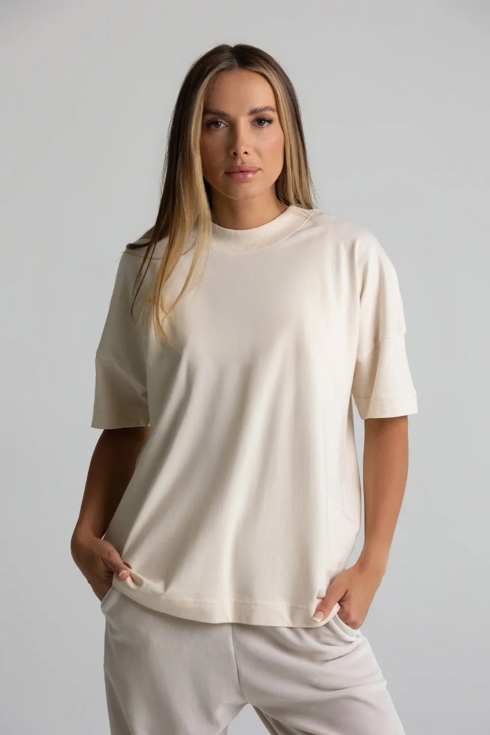 T-shirt damski oversize UNISEX - natural