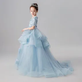 The Ketea Flower Girl Blue /White Dress