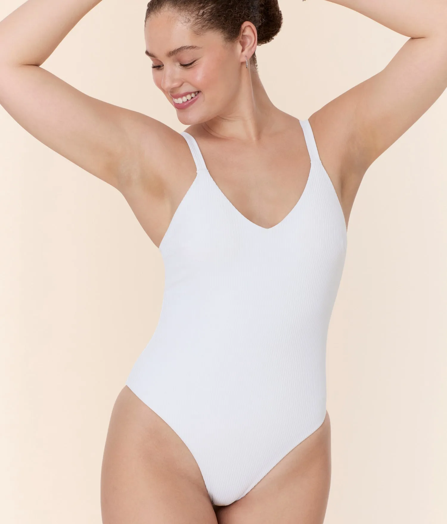 The Marco One Piece - Eco Ribbed - White - Long Torso