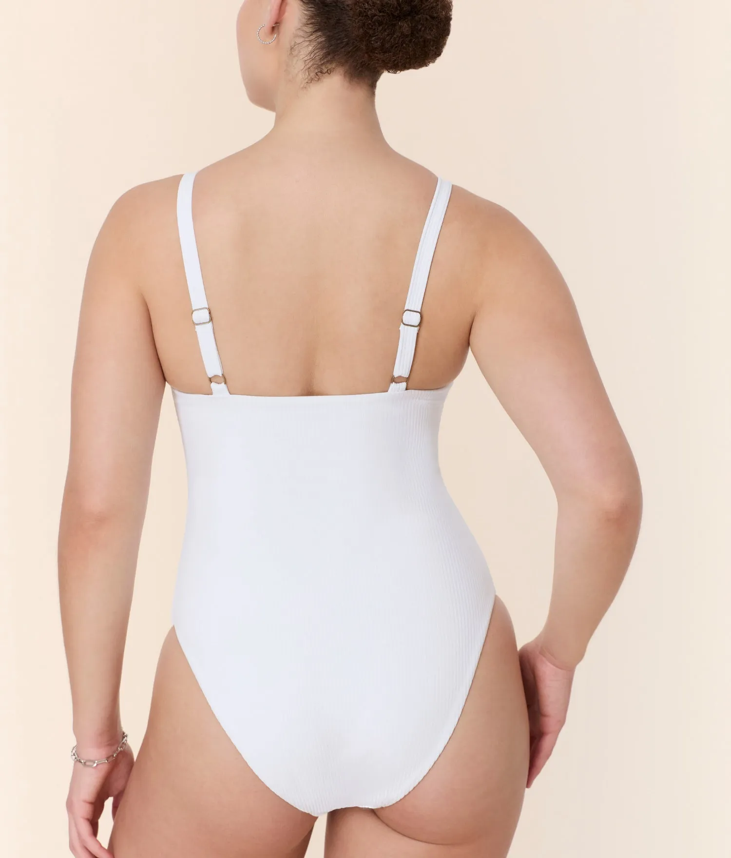 The Marco One Piece - Eco Ribbed - White - Long Torso