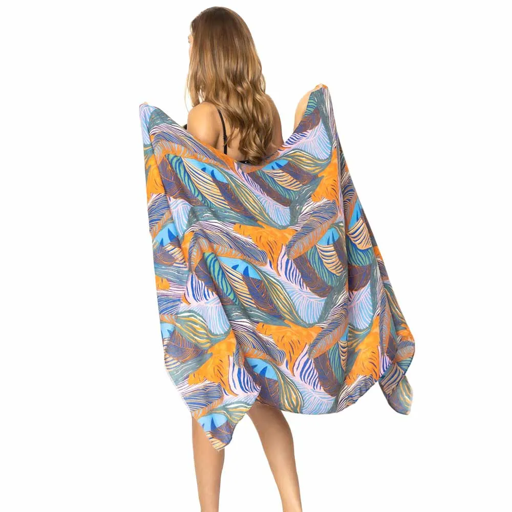 Tropical Leaf Printed Oblong Scarf