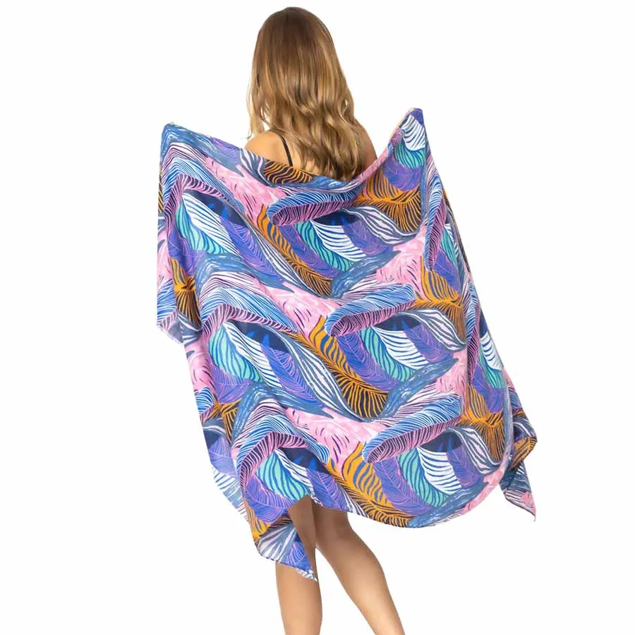 Tropical Leaf Printed Oblong Scarf