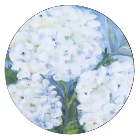 White Hydrangeas - Elegant Round Art Coasters Set of 4