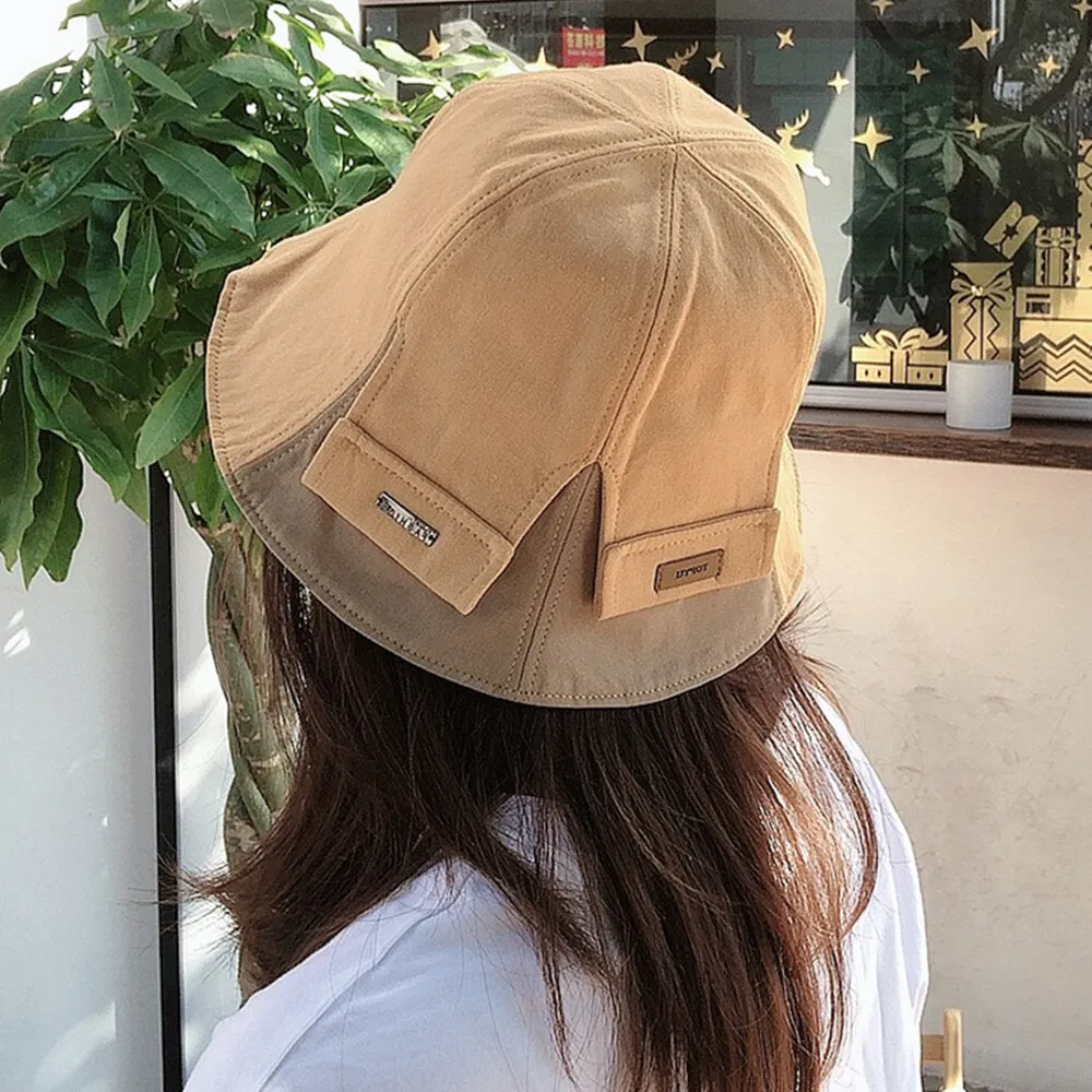 Women Cotton Double-Sided Short Brim Casual Sunshade Wild Bucket Hat