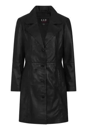 Women's Beautiful ¾ Length Leather Coat - DONNA (Macy)