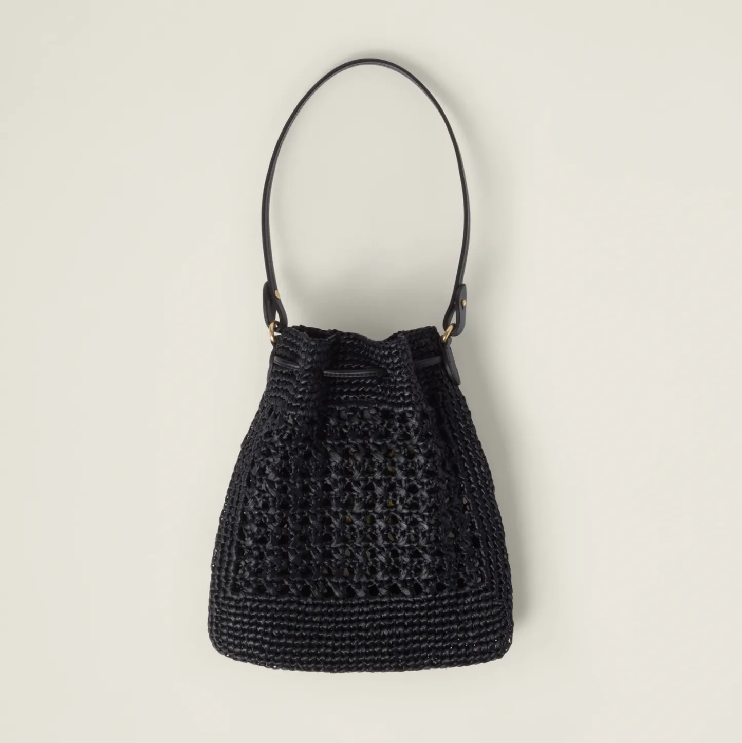 WOVEN FABRIC MINI-BAG - BLACK/ TAN