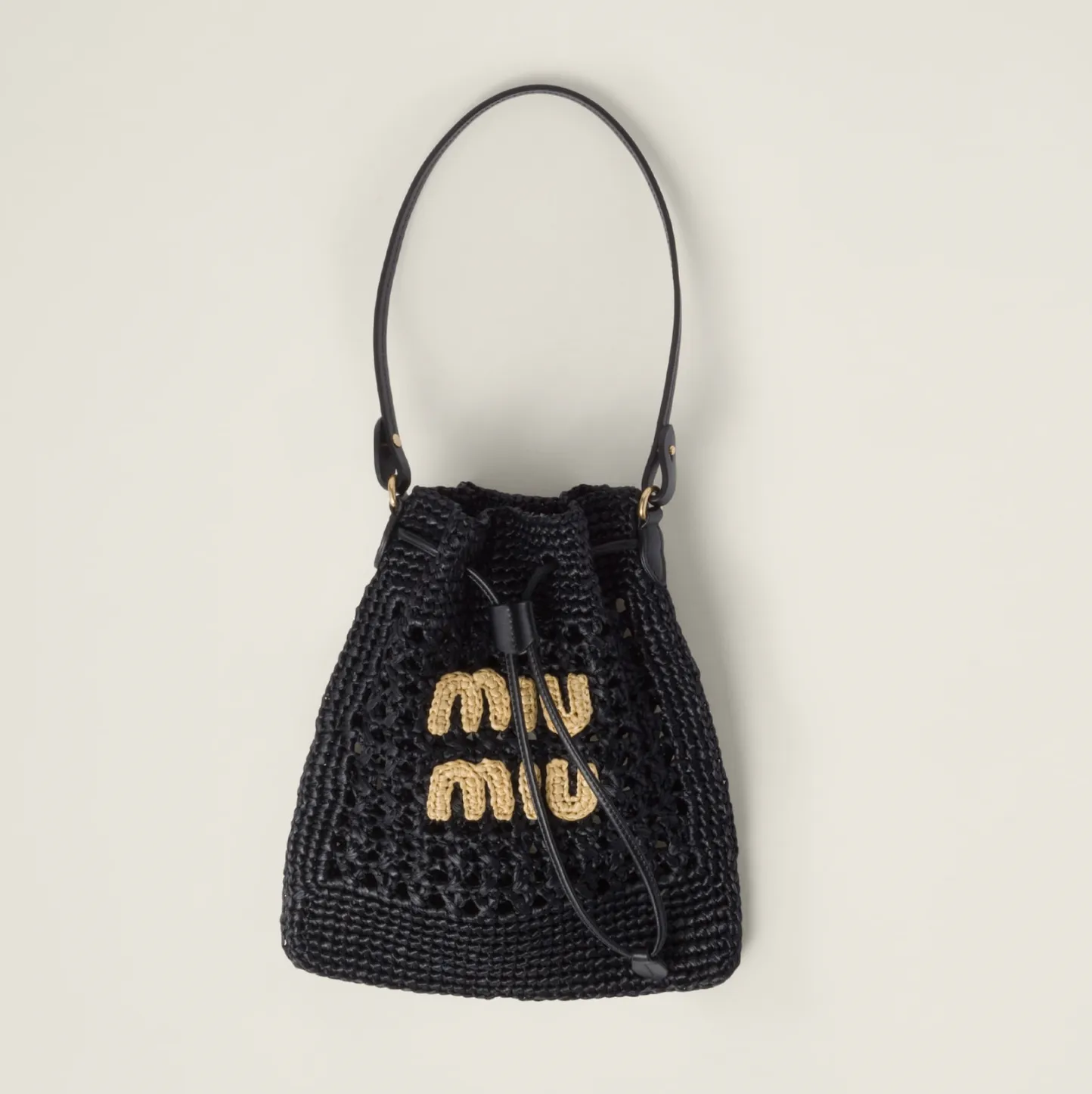 WOVEN FABRIC MINI-BAG - BLACK/ TAN