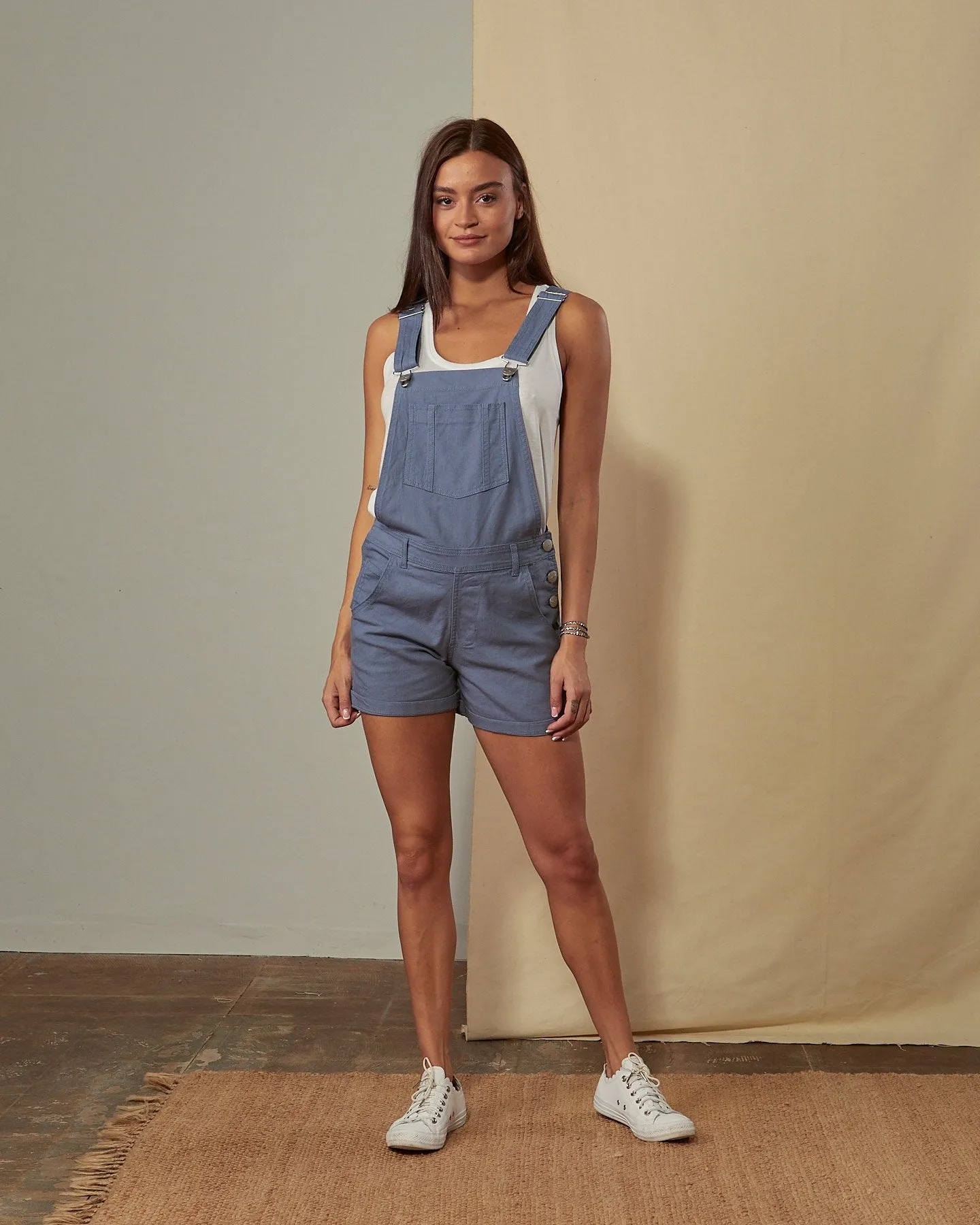 XENYA Organic Cotton Dungaree Shorts - Teal