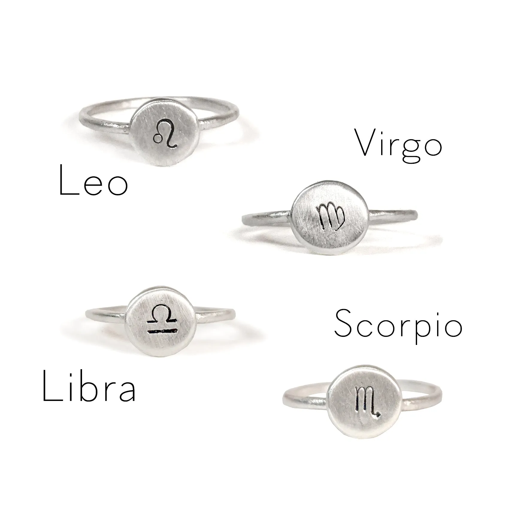 Zodiac Coin Rings in Sterling Silver by Olivia Mary Grace