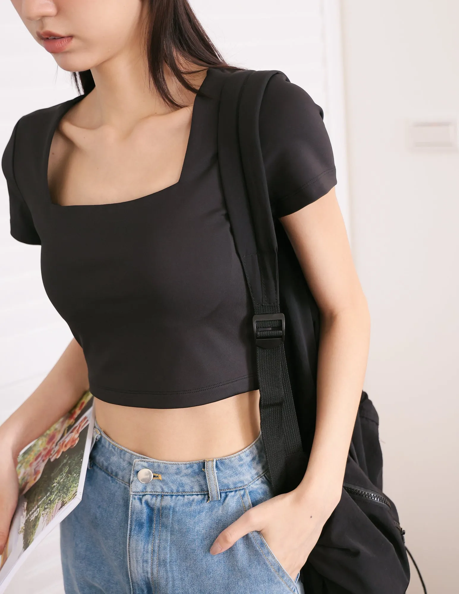 Zoe Padded Top in Black